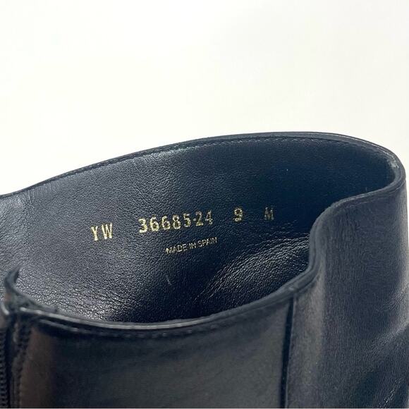 Stuart Weitzman Black Leather Pointed Toe Chunky Heel Booties Women's 9 $595 - Picture 8 of 10